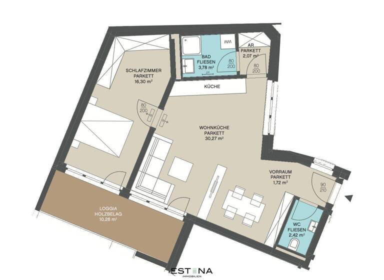 Wohnung zum Kauf - Erstbezug 380.100 € 2 Zimmer 56,5 m² Linzer Straße Wien 1140