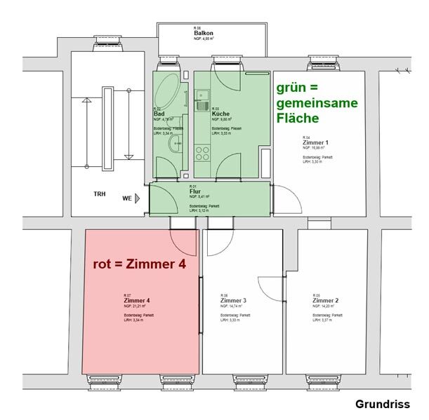 WG-Zimmer zur Miete 570 € 21 m²<br/>Wohnfläche 1.<br/>Geschoss ab sofort<br/>Verfügbarkeit Röntgenring Innenstadt Würzburg 97070