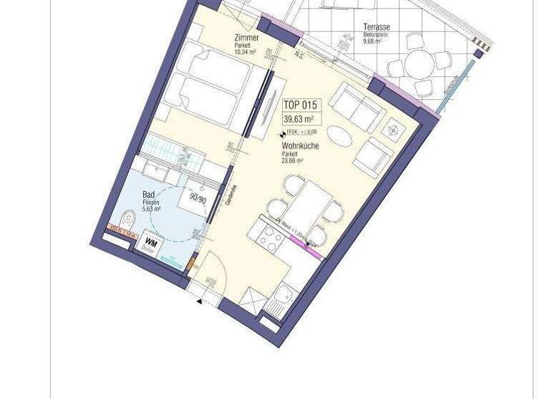 Wohnung zum Kauf - Erstbezug 208.000 € 2 Zimmer 39,6 m² EG frei ab 31.12.2027 Lind Villach 9500