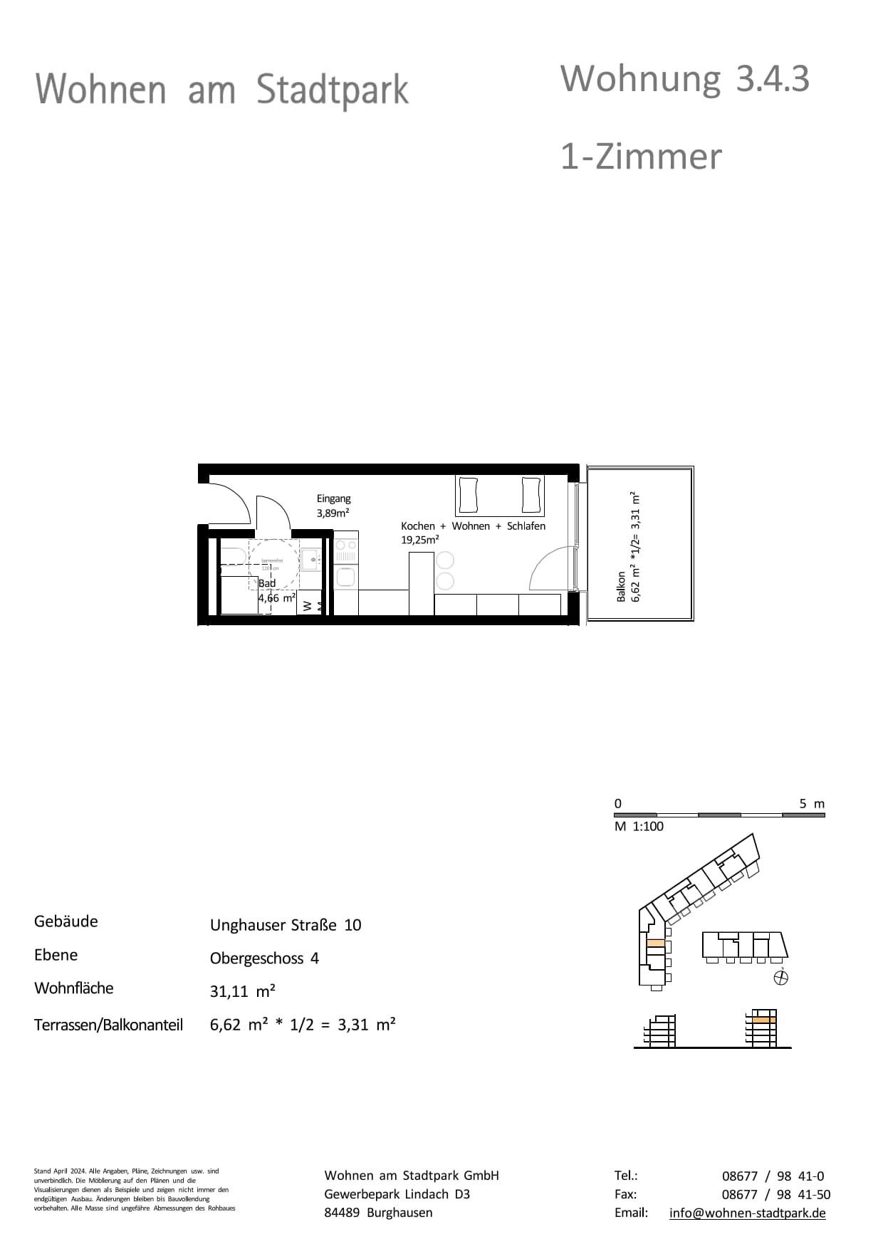 Wohnung zum Kauf provisionsfrei als Kapitalanlage geeignet 198.000 € 1 Zimmer 31,1 m²<br/>Wohnfläche Unghauser Straße 10 Burghausen Burghausen 84489