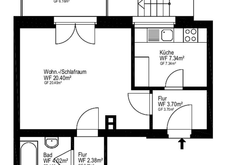 Studio zum Kauf provisionsfrei 166.000 € 1 Zimmer 39,2 m² August-Bier-Straße 4 Kessenich Bonn 53129