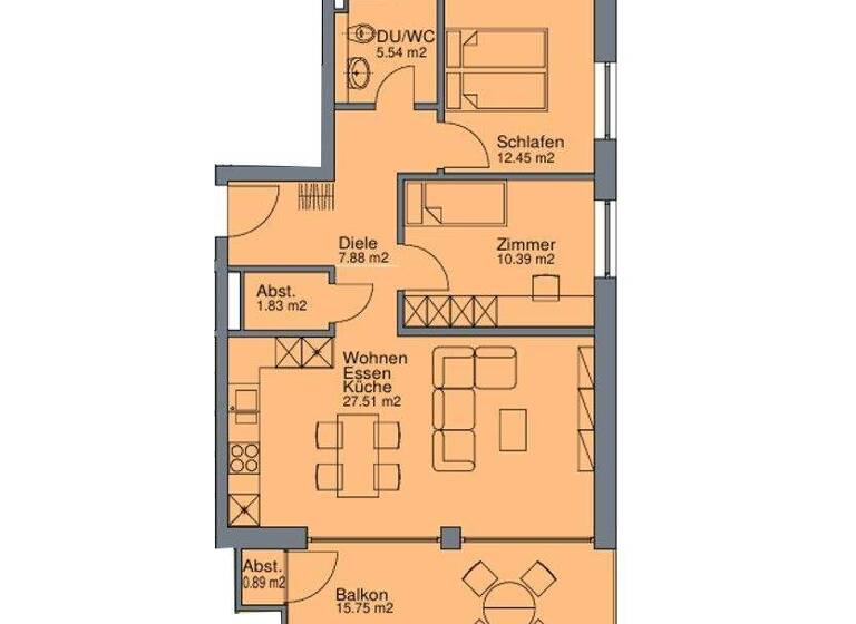 Wohnung zum Kauf - Erstbezug provisionsfrei 580.900 € 3 Zimmer 74 m² 1. Geschoss frei ab 01.07.2028 Denzenbergstraße 16 Denzenberg Tübingen 72074