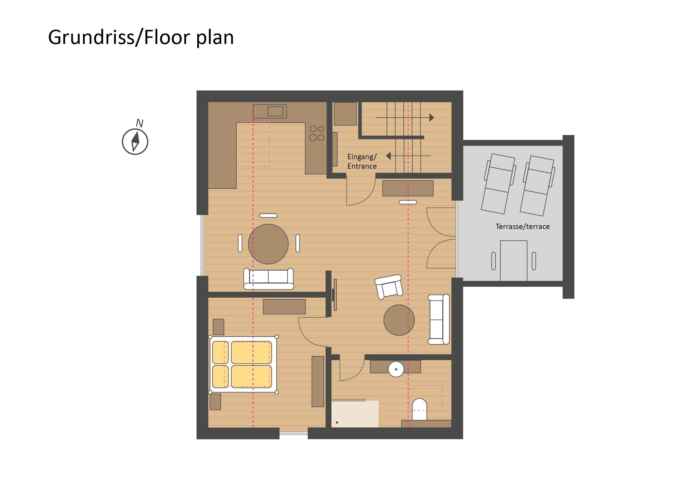 Wohnung zur Miete 1.300 € 2 Zimmer 65 m²<br/>Wohnfläche 1.<br/>Geschoss ab sofort<br/>Verfügbarkeit Krughof 20 Caputh Schwielowsee 14548