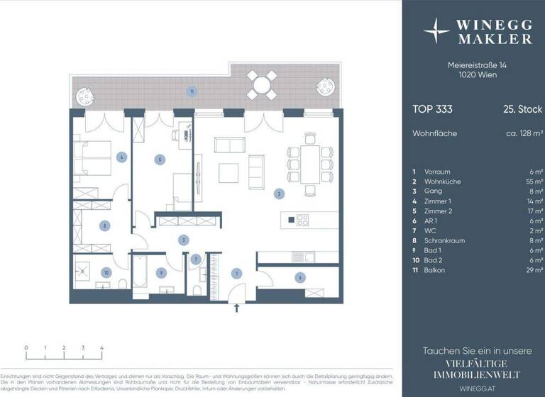 Terrassenwohnung zum Kauf - Erstbezug 1.790.000 € 3 Zimmer 127,6 m² 25. Geschoss Meiereistraße Wien 1020