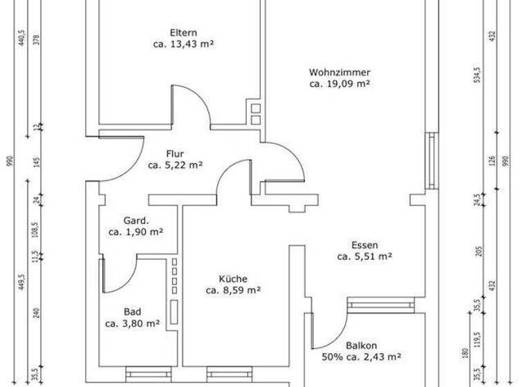 Wohnung zum Kauf 189.000 € 2 Zimmer 57 m² Ricklingen Hannover 30459