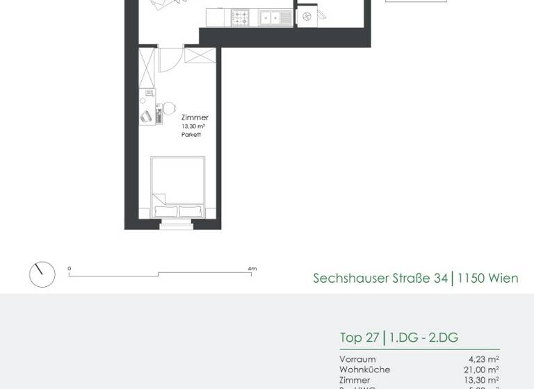 Wohnung zum Kauf 239.000 € 2 Zimmer 43,9 m² Sechshauser Straße 34 Wien 1150