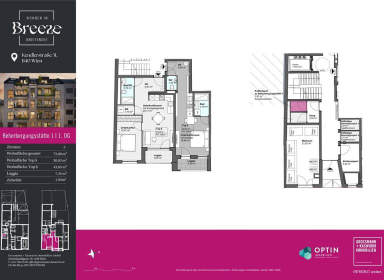 Wohnung zum Kauf - Erstbezug 306.389 € 2 Zimmer 43,1 m² frei ab 01.12.2027 Wien 1140