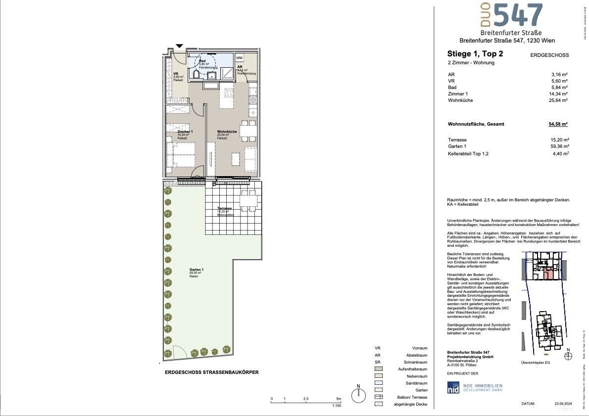 Wohnung zum Kauf provisionsfrei 399.400 € 2 Zimmer 54,6 m²<br/>Wohnfläche Wien 1230