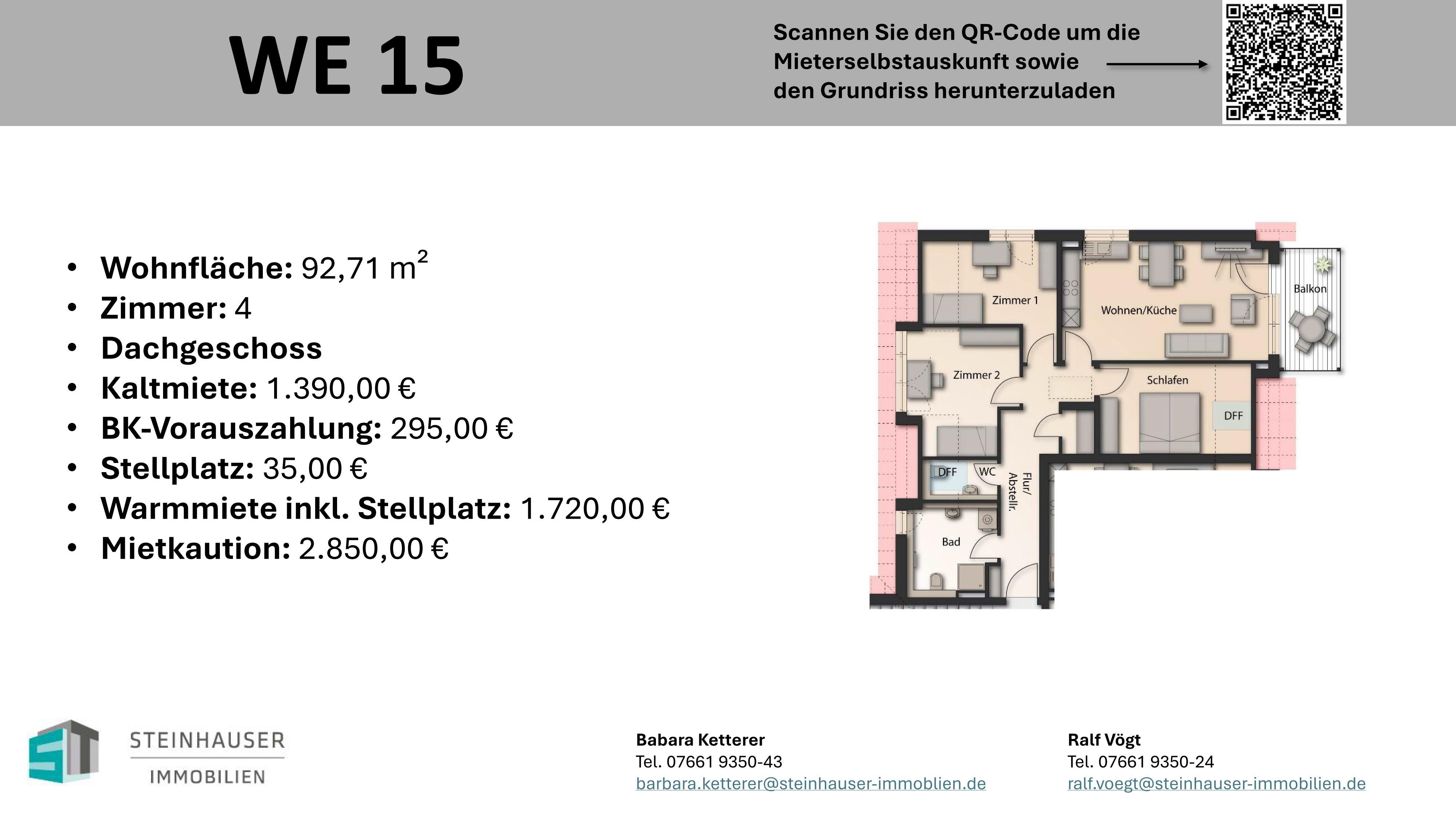 Wohnung zur Miete 1.390 € 4 Zimmer 92,7 m²<br/>Wohnfläche Simonswälder Str. 66 Bleibach Gutach im Breisgau 79261