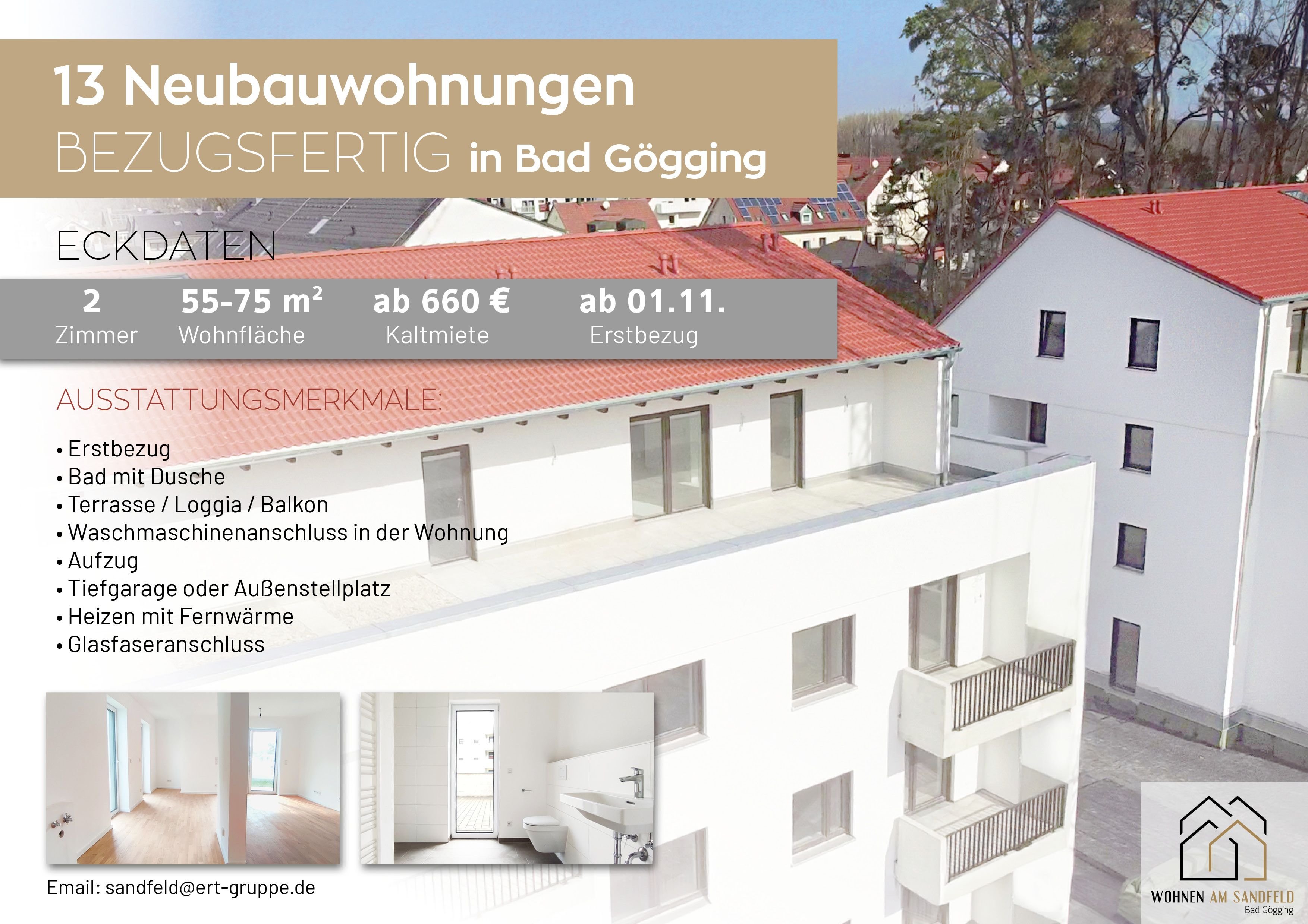 Wohnung zur Miete 660 € 2 Zimmer 55 m²<br/>Wohnfläche ab sofort<br/>Verfügbarkeit Sandfeld Neustadt Neustadt a.d.Donau 93333