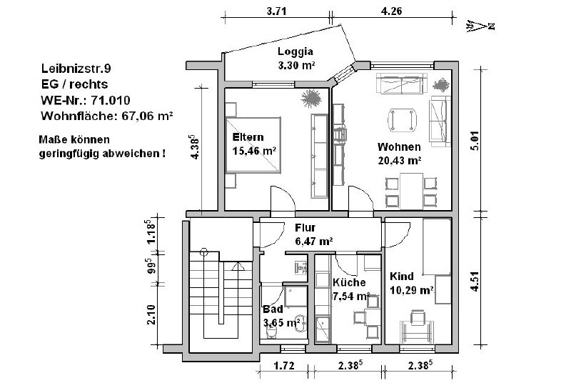 Wohnung zur Miete 649 € 3 Zimmer 68 m²<br/>Wohnfläche ab sofort<br/>Verfügbarkeit Leibnizstr. 9 Bärenkämpen 1 Minden 32425