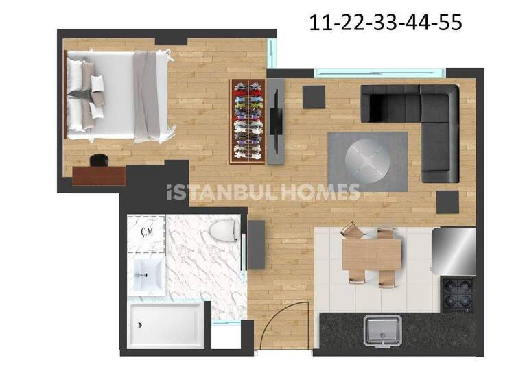Studio zum Kauf 225.000 € 2 Zimmer 52 m² 1. Geschoss Istanbul 34433