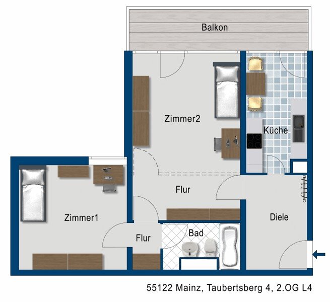 Wohnung zur Miete 720 € 2 Zimmer 65,5 m²<br/>Wohnfläche 2.<br/>Geschoss 18.12.2024<br/>Verfügbarkeit Am Taubertsberg 4 Hartenberg / Münchfeld Mainz 55122