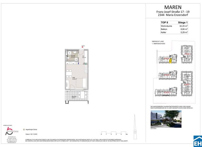 Studio zum Kauf 249.000 € 1 Zimmer 32,2 m² 1. Geschoss Franz Josef-Straße Maria Enzersdorf 2344