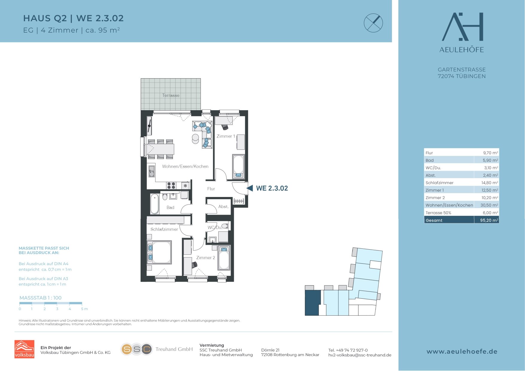 Wohnung zur Miete 1.593 € 4 Zimmer 95 m²<br/>Wohnfläche EG<br/>Geschoss ab sofort<br/>Verfügbarkeit Gartenstraße 229 Lustnau - Aeule Tübingen 72074