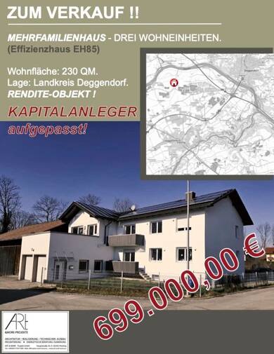Haus zum Kauf provisionsfrei als Kapitalanlage geeignet 649.000 € 11 Zimmer 230 m² 579 m² Grundstück Fehmbach Stephansposching 94569