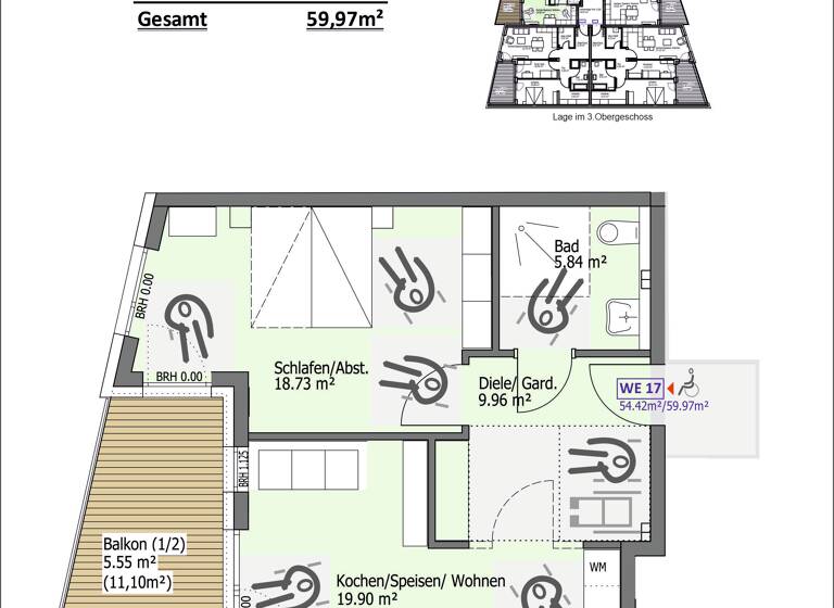 Wohnung zum Kauf provisionsfrei als Kapitalanlage geeignet 272.870 € 2 Zimmer 60 m²<br/>Wohnfläche Andernacher Straße 6 Lützel Koblenz 56070