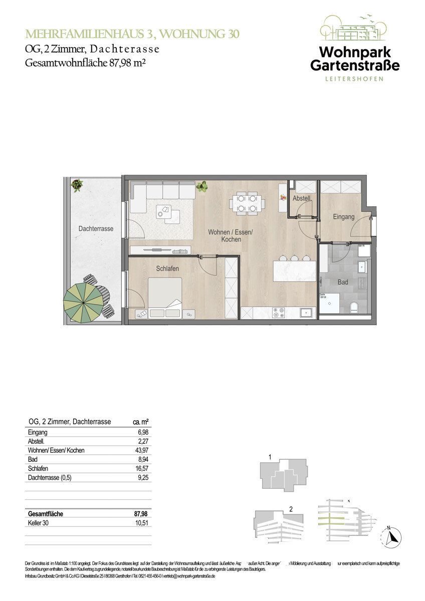 Wohnung zum Kauf 589.900 € 2 Zimmer 88 m²<br/>Wohnfläche 1.<br/>Geschoss Leitershofen Stadtbergen / Leitershofen 86391