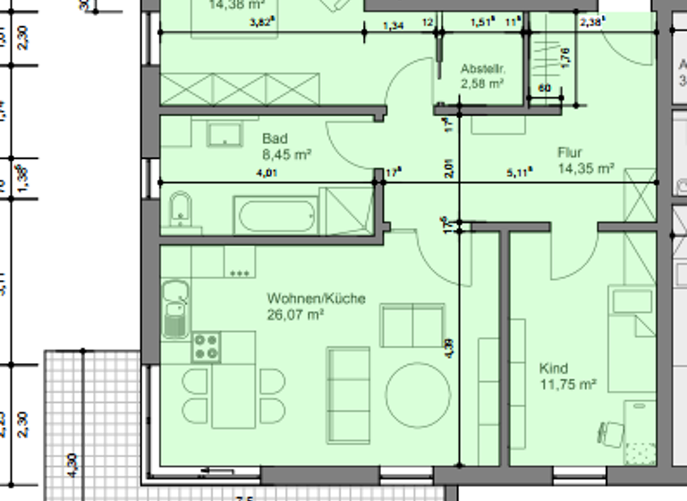 Wohnung zur Miete 1.250 € 3 Zimmer 82 m² EG frei ab sofort Heinrich Mann Str. 42 Knieper Nord Stralsund 18435