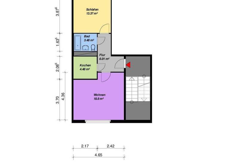 Wohnung zur Miete 210 € 2 Zimmer 46,2 m² 5. Geschoss Erich-Zastrow-Str. 23 Datzeberg Neubrandenburg 17034