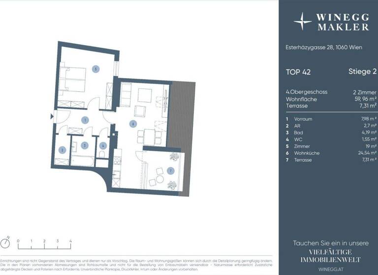 Terrassenwohnung zum Kauf 549.000 € 2 Zimmer 60 m² 4. Geschoss Esterházygasse 28 Wien 1060