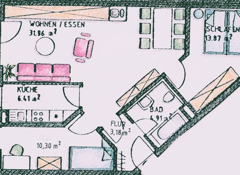 Wohnung zum Kauf 95.000 € 3 Zimmer 70,3 m²<br/>Wohnfläche 2.<br/>Geschoss ab sofort<br/>Verfügbarkeit Am Marktplatz 9 Neukirchen Neukirchen 09221