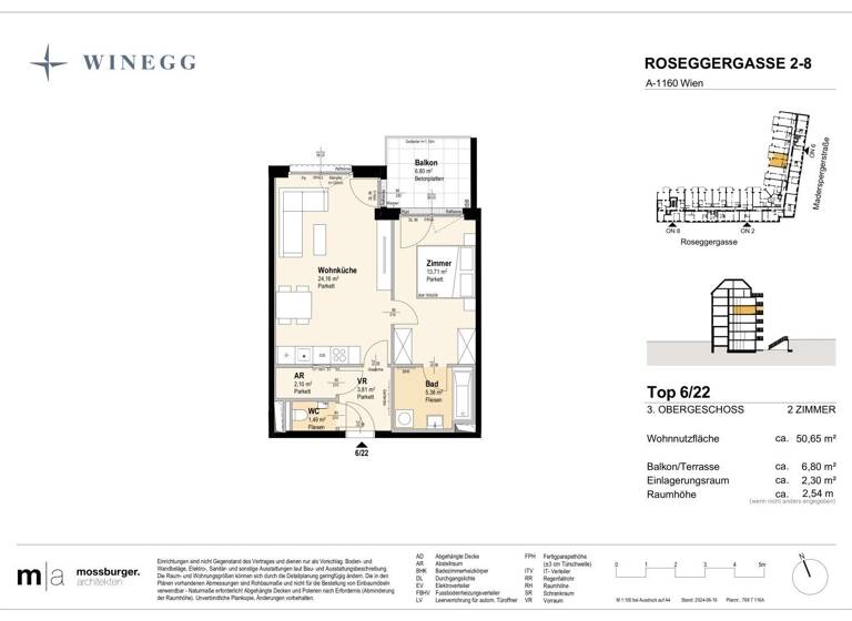 Wohnung zum Kauf - Erstbezug 340.500 € 2 Zimmer 50,7 m² 3. Geschoss Roseggergasse 2-8 Wien 1160