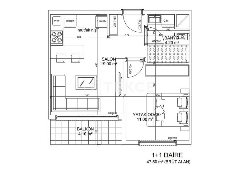 Wohnung zum Kauf 88.000 € 55 m² Aksu