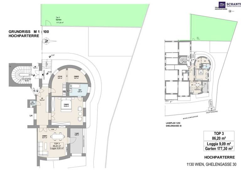 WG-Zimmer zum Kauf 750.000 € 2,5 Zimmer 86,2 m² EG Ghelengasse Wien 1130