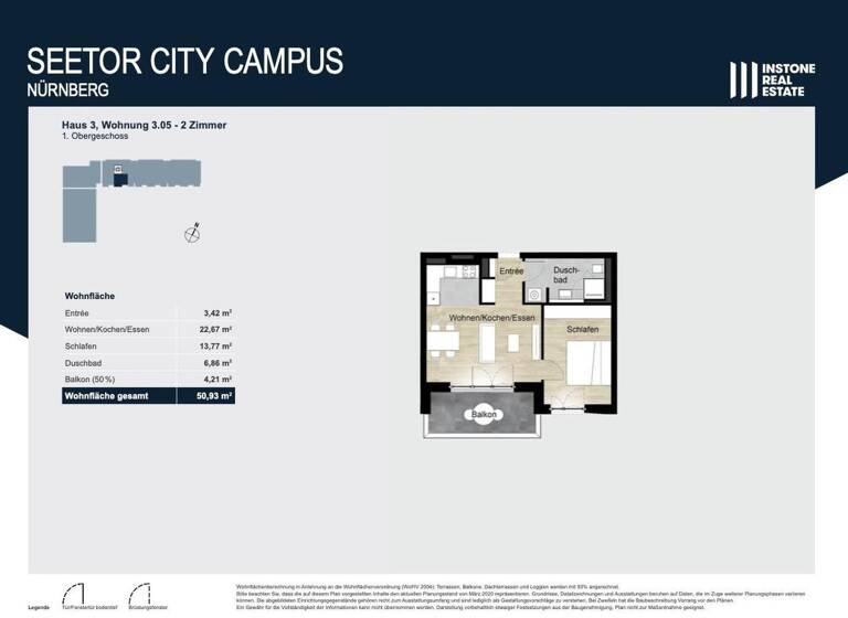 Wohnung zur Miete 860 € 2 Zimmer 51 m² 1. Geschoss Mögeldorf Nürnberg 90482