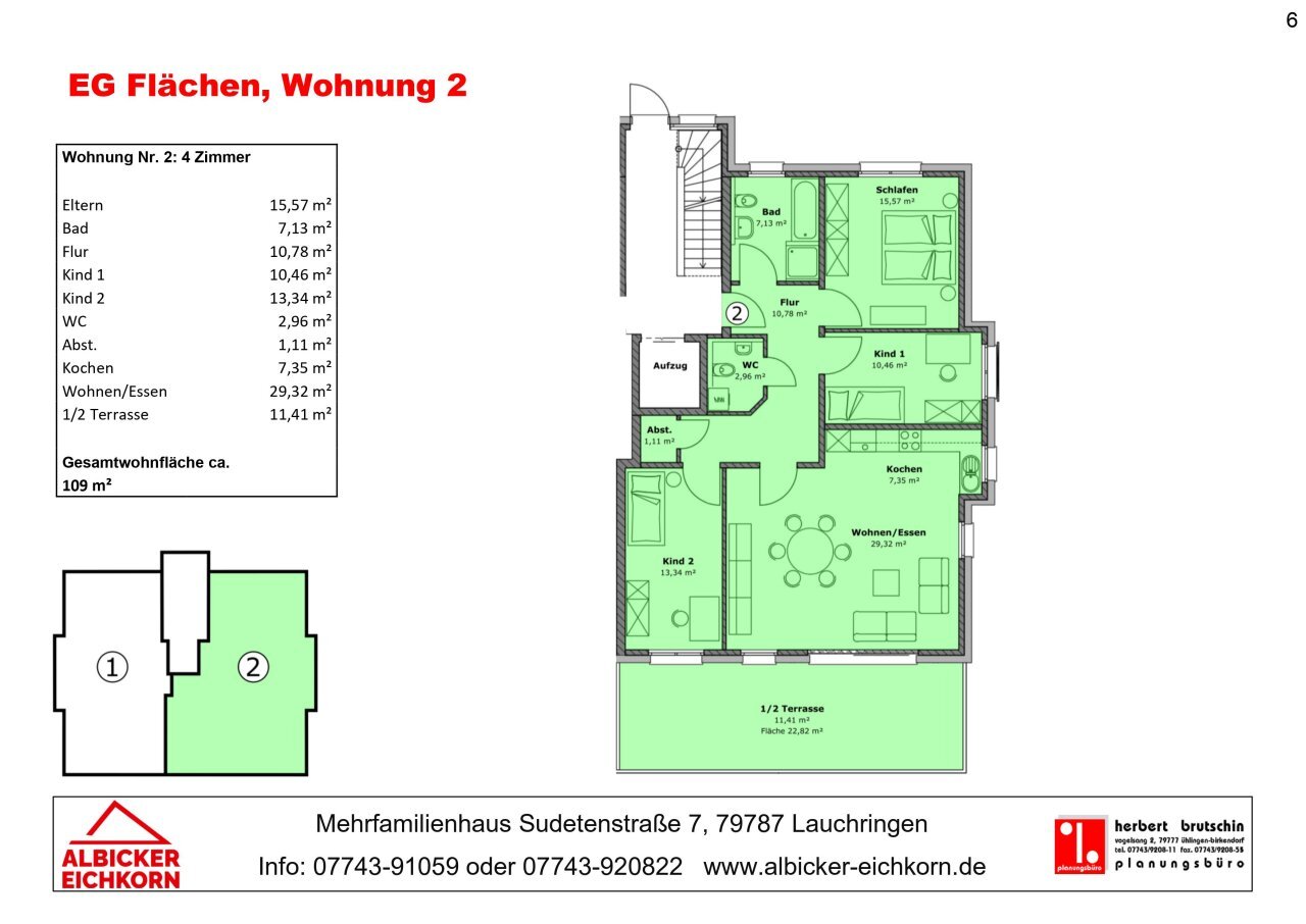 Wohnung zum Kauf provisionsfrei 468.700 € 4 Zimmer 109 m²<br/>Wohnfläche 1.<br/>Geschoss Sudetenstraße 7a Unterlauchringen Unterlauchringen 79787