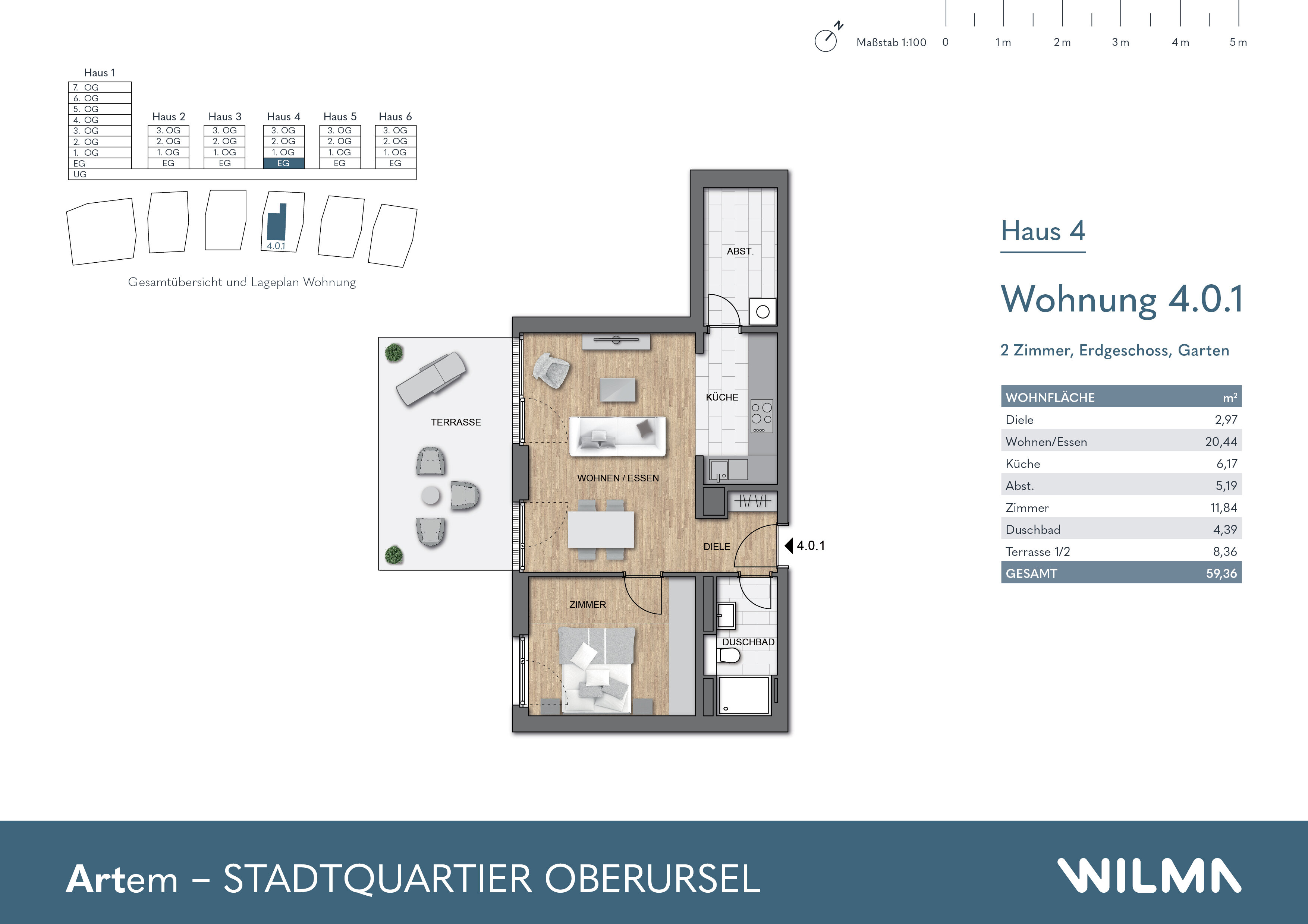 Wohnung zum Kauf provisionsfrei 380.240 € 2 Zimmer 59,4 m²<br/>Wohnfläche Nassauer Straße 1 Kernstadt Oberursel 61440