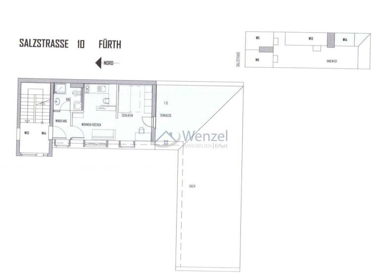 Studio zur Miete 795 € 1 Zimmer 49 m² 3. Geschoss frei ab 01.05.2026 Salzstraße 10 Südstadt Fürth 90762