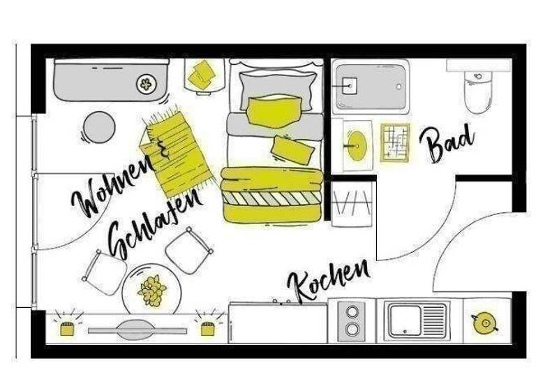 Studio zur Miete 500 € 1 Zimmer 21 m² 3. Geschoss frei ab 01.04.2026 Am guten Hirten 5 Aachen 52072