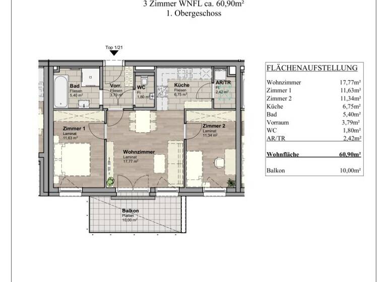 Wohnung zum Kauf - Erstbezug provisionsfrei 249.900 € 3 Zimmer 61 m² Unterwaltersdorf 2442