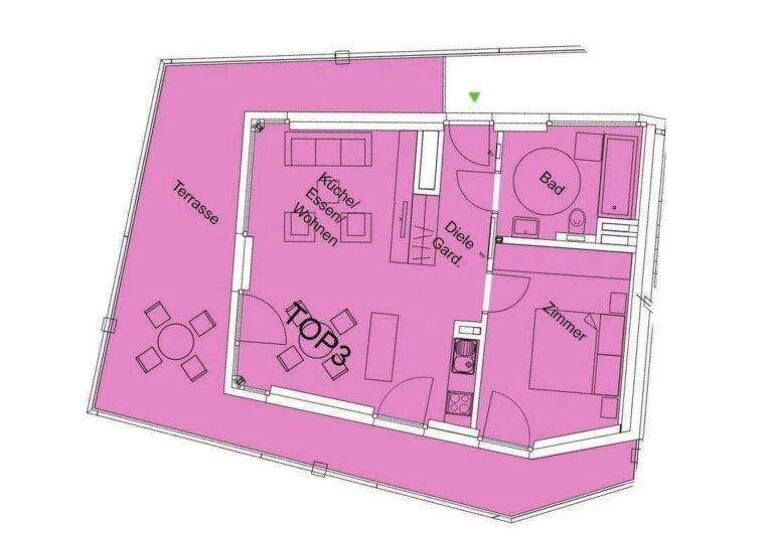 Terrassenwohnung zur Miete 1.100 € 2 Zimmer 52,6 m² 3. Geschoss frei ab 01.04.2026 Hauptstraße 25 Götzis 6840