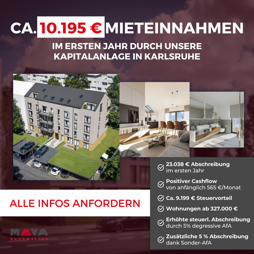 Wohnung zum Kauf 369.000 € 2 Zimmer 61 m²<br/>Wohnfläche 1.<br/>Geschoss Rheinstr. 96 Mühlburg - Alt-Mühlburg Karlsruhe 76185