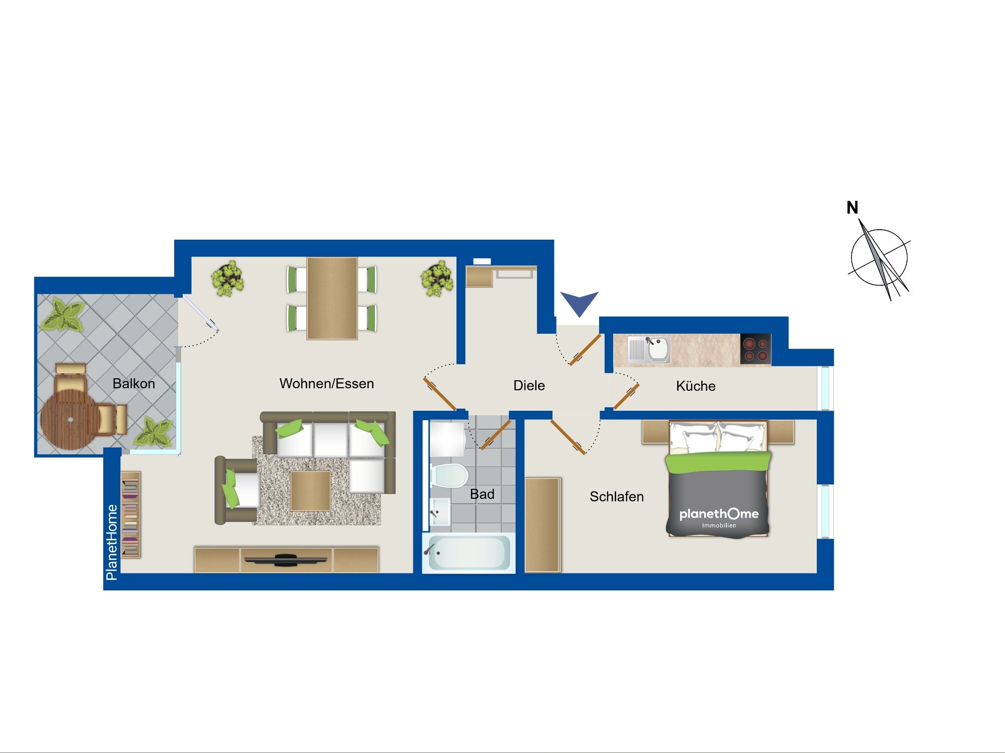 Wohnung zum Kauf 399.000 € 2 Zimmer 62 m²<br/>Wohnfläche 1.<br/>Geschoss Altperlach München 81739