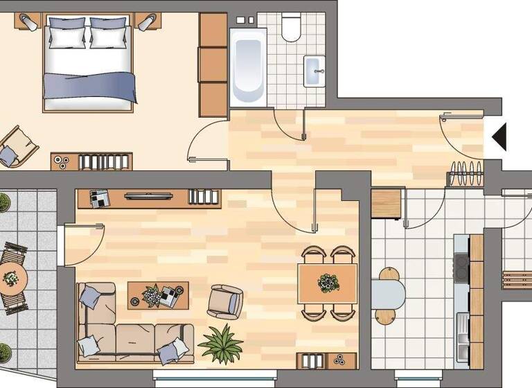 Wohnung zur Miete 529 € 2 Zimmer 58,1 m² EG Breedlandweg 20 Mürwik Flensburg 24944