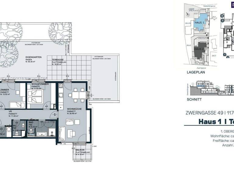 Wohnung zum Kauf - Erstbezug 698.989 € 3 Zimmer 72,9 m² Zwerngasse Wien 1170
