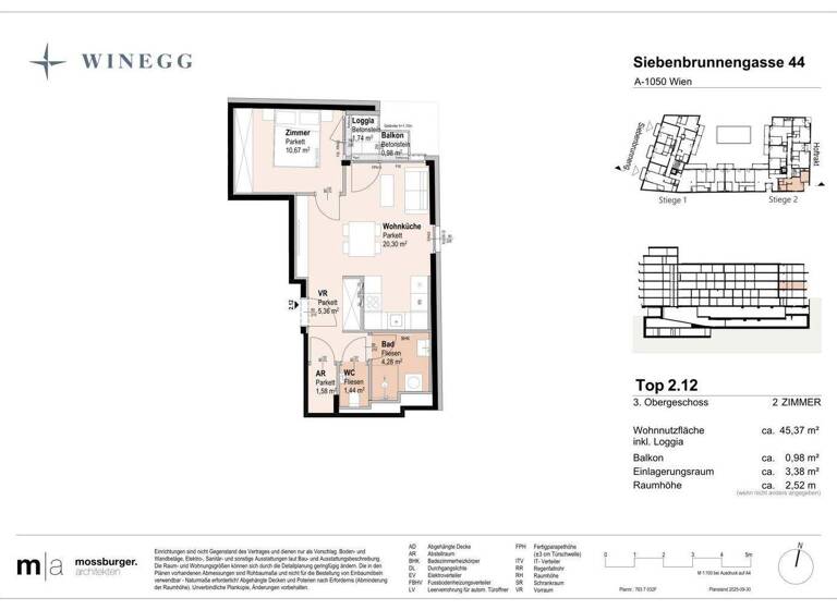 Wohnung zum Kauf - Erstbezug 357.200 € 2 Zimmer 43,6 m² 3. Geschoss Siebenbrunnengasse 44 Wien 1050