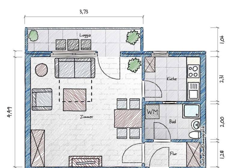 Studio zum Kauf 129.800 € 1 Zimmer 30,1 m² frei ab sofort Brunsbütteler Damm 311 Staaken Berlin 13591