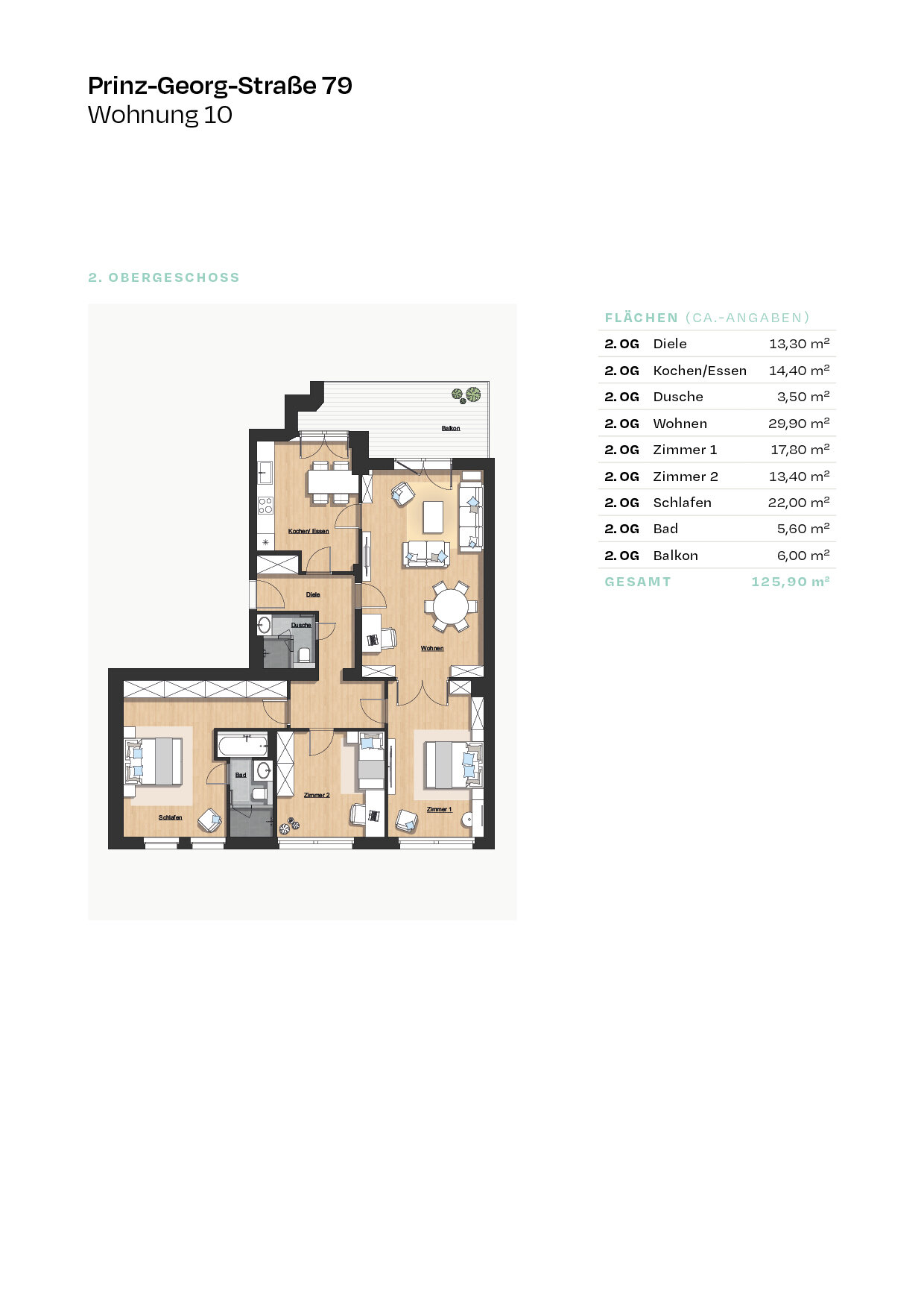 Wohnung zum Kauf 795.000 € 4 Zimmer 125,9 m²<br/>Wohnfläche 2.<br/>Geschoss Pempelfort Düsseldorf /Pempelfort 40479