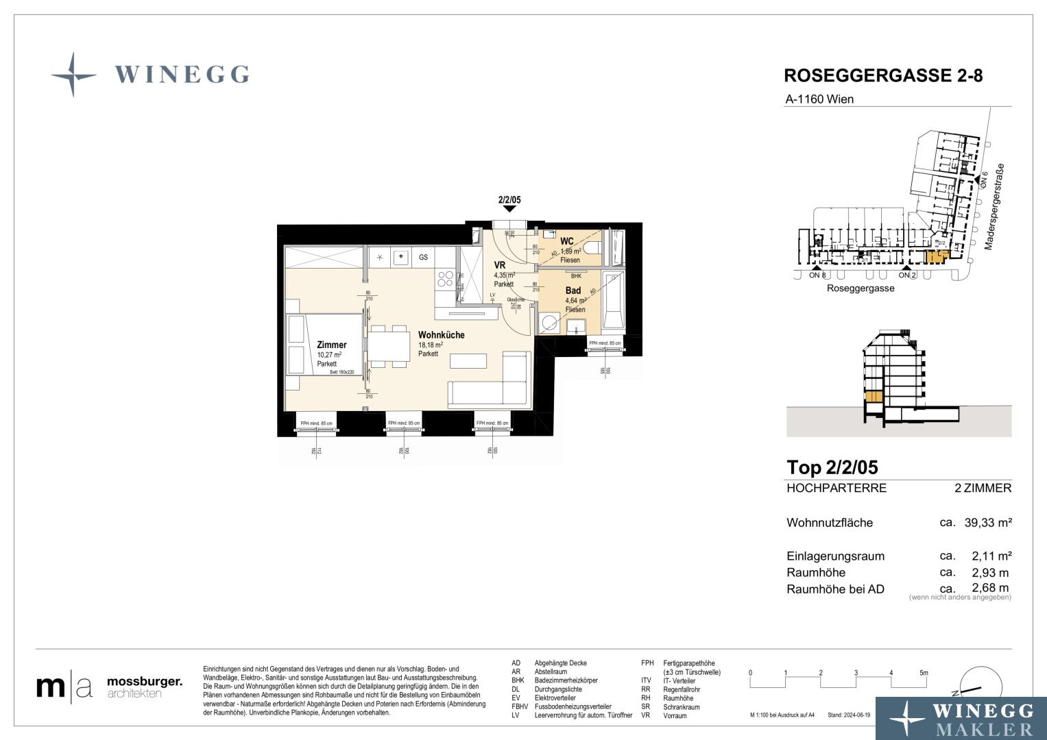 Wohnung zum Kauf 219.500 € 2 Zimmer 39,3 m²<br/>Wohnfläche EG<br/>Geschoss Roseggergasse 2-8 Wien 1160