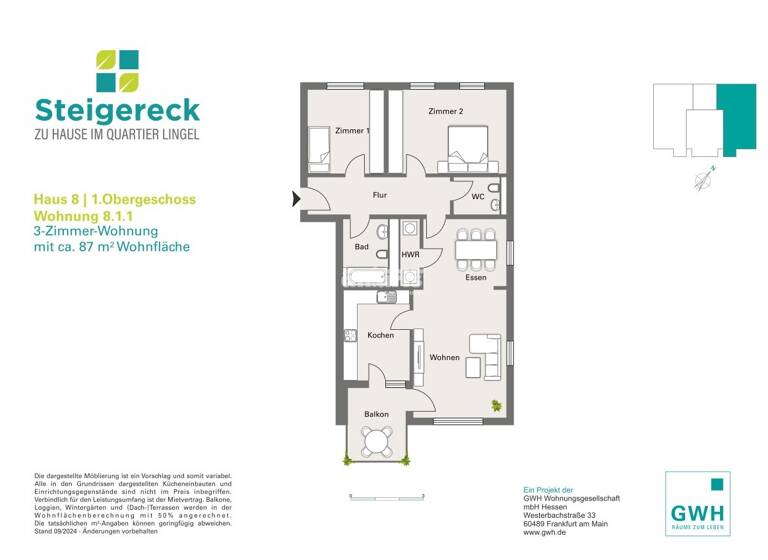 Wohnung zur Miete - Erstbezug 1.044 € 3 Zimmer 87 m² Löbervorstadt Erfurt 99096