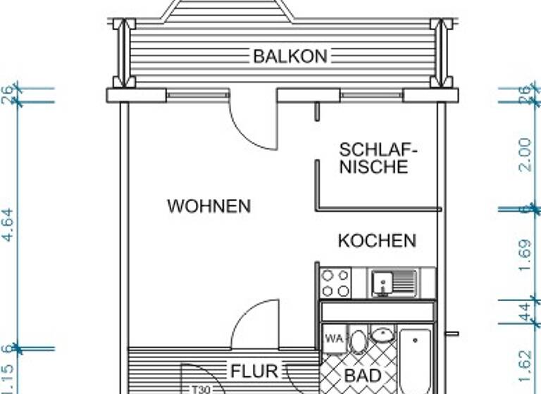 Wohnung zur Miete 180 € 1 Zimmer 36,5 m²<br/>Wohnfläche 8.<br/>Geschoss Johannes-Dick-Str. 63 Hutholz Chemnitz 09123