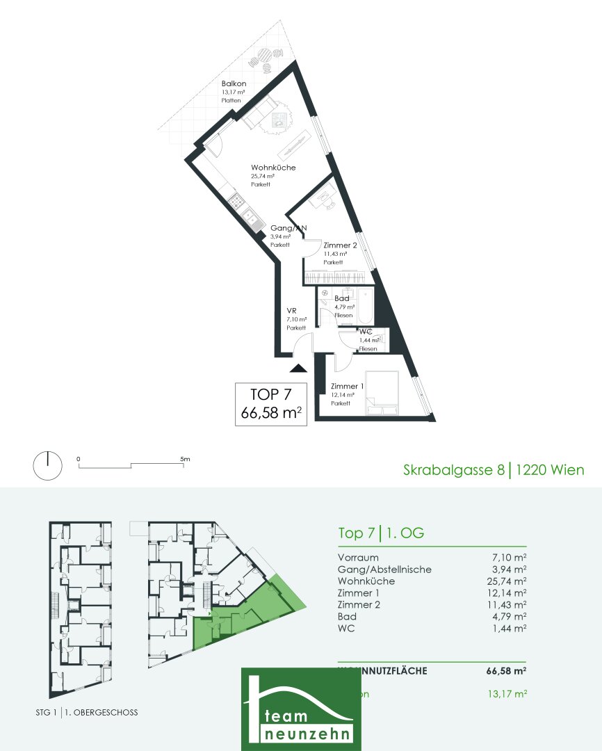 Wohnung zum Kauf 383.701 € 3 Zimmer 66,6 m²<br/>Wohnfläche 1.<br/>Geschoss Skrabalgasse 8 Wien 1220