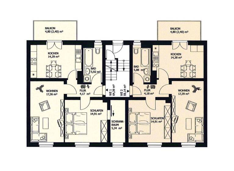 Wohnung zur Miete 337 € 2 Zimmer 61 m² frei ab sofort Rudolf-Krahl-Str. 19 Altendorf Chemnitz 09116