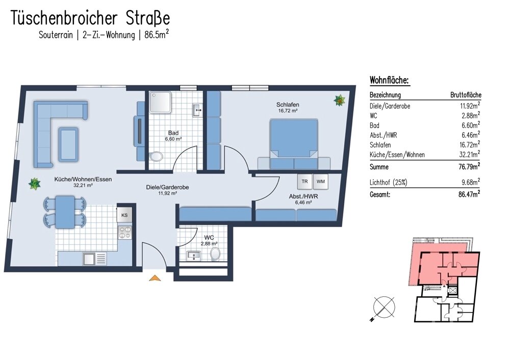 Wohnung zum Kauf provisionsfrei 220.242 € 2 Zimmer 66,7 m²<br/>Wohnfläche 2.<br/>Geschoss Wegberg Wegberg 41844