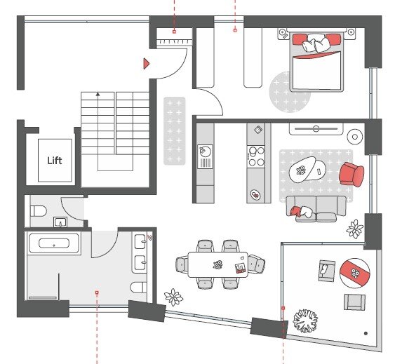 Wohnung zur Miete 1.655 € 2,5 Zimmer 79,9 m²<br/>Wohnfläche 4.<br/>Geschoss ab sofort<br/>Verfügbarkeit Olgastr. 23 Friedrichshafen - Mitte 1 Friedrichshafen 88045